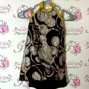 Costume gallery romper sparkly sequins dance outfit Gold and Black Glitter Dress